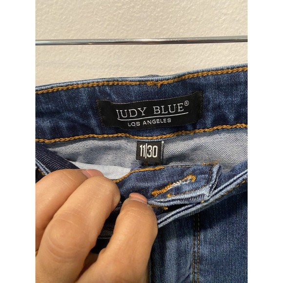 Judy Blue Jeans Womens 11/30 Blue Denim Super Flare Leg High Rise Raw Hem - Picture 4 of 12